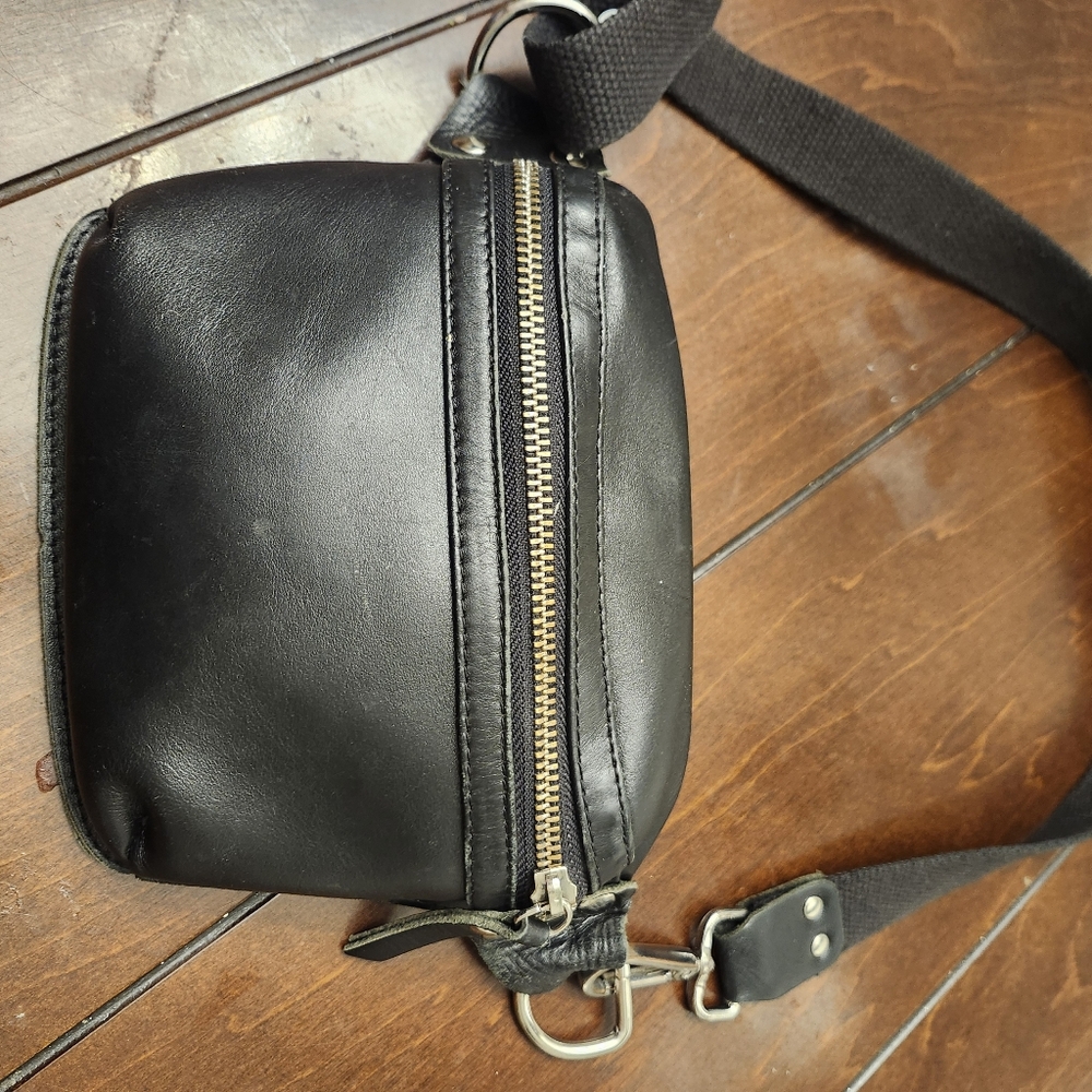 Black Leather Crossbody/ Fanny Pack Bag- Lucky Brand